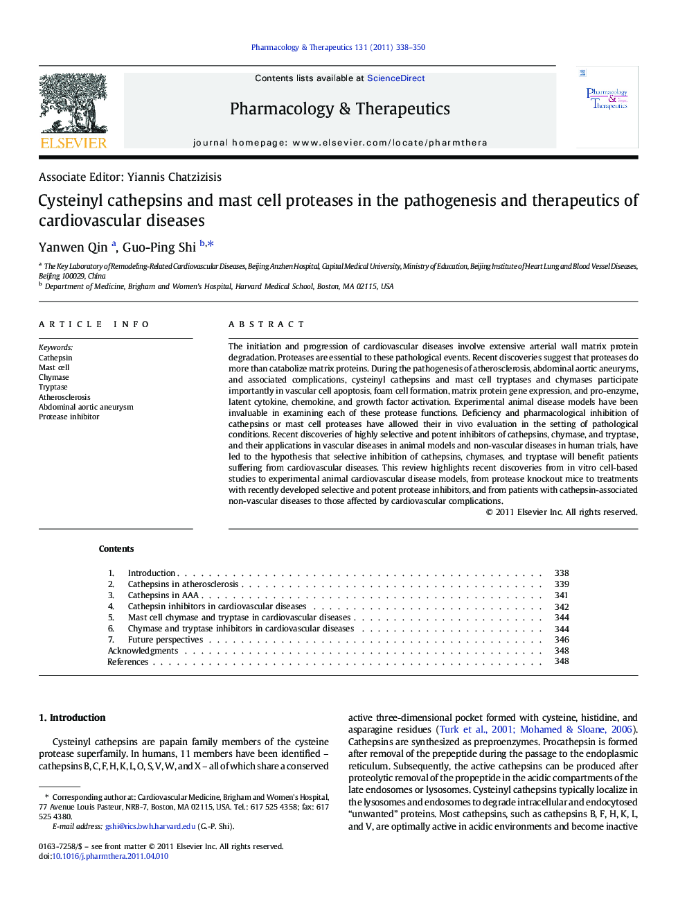 Cysteinyl cathepsins and mast cell proteases in the pathogenesis and therapeutics of cardiovascular diseases