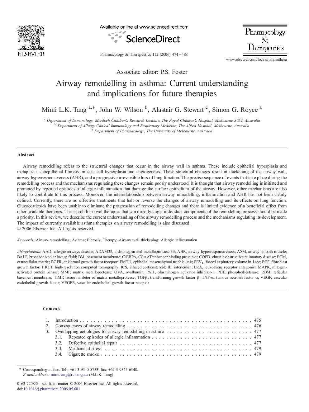 Airway remodelling in asthma: Current understanding and implications for future therapies