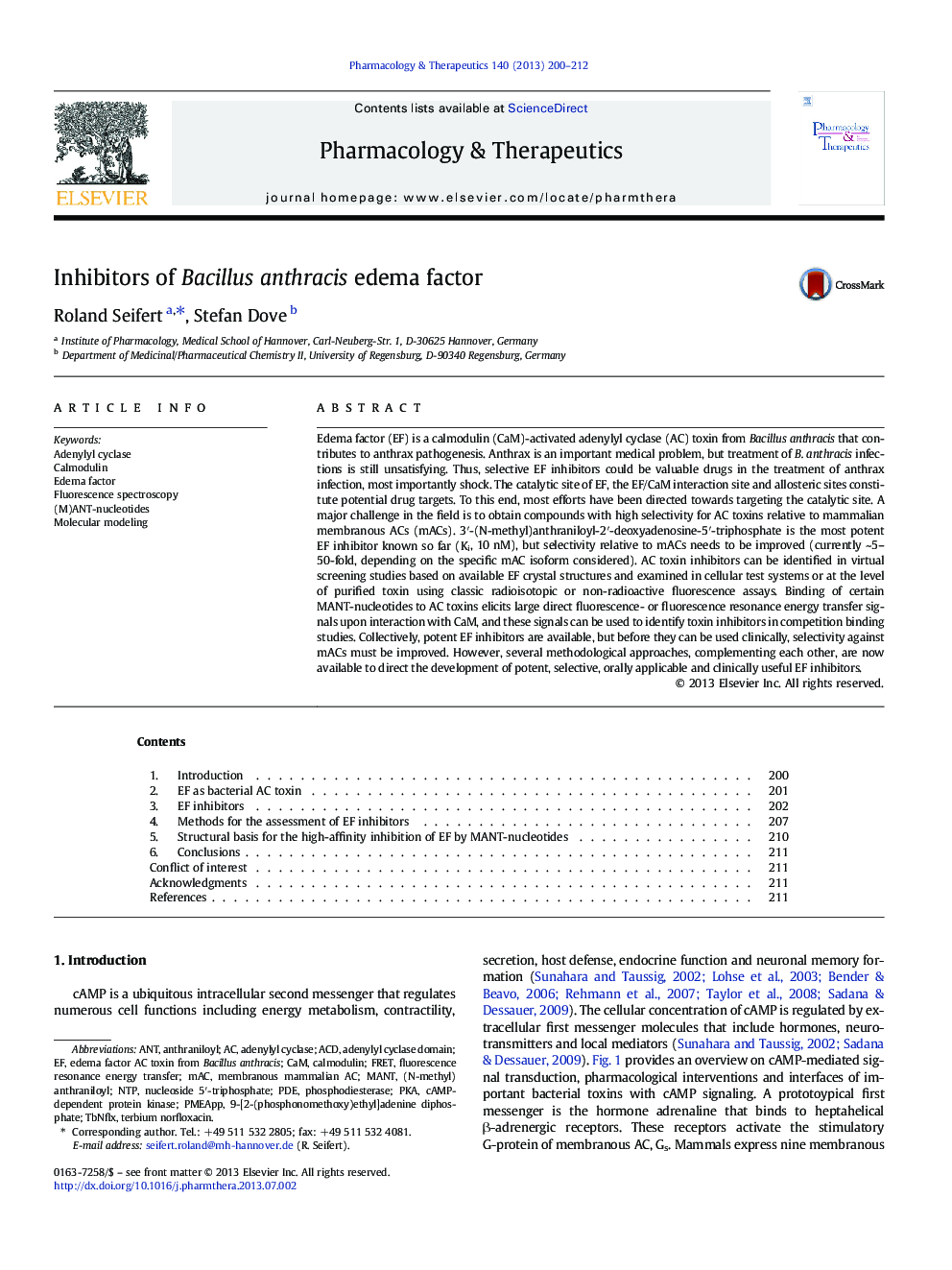 Inhibitors of Bacillus anthracis edema factor