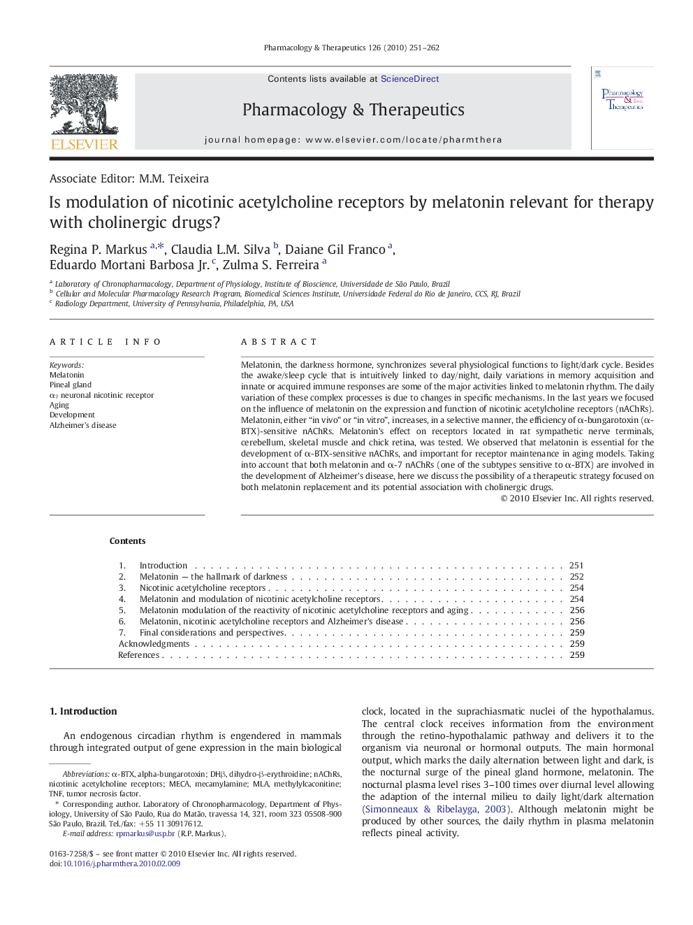 Is modulation of nicotinic acetylcholine receptors by melatonin relevant for therapy with cholinergic drugs?