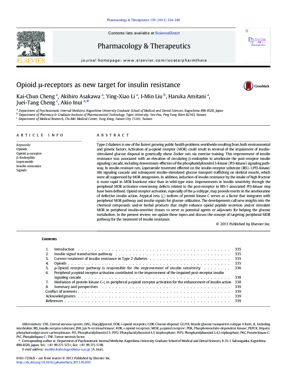 Opioid μ-receptors as new target for insulin resistance