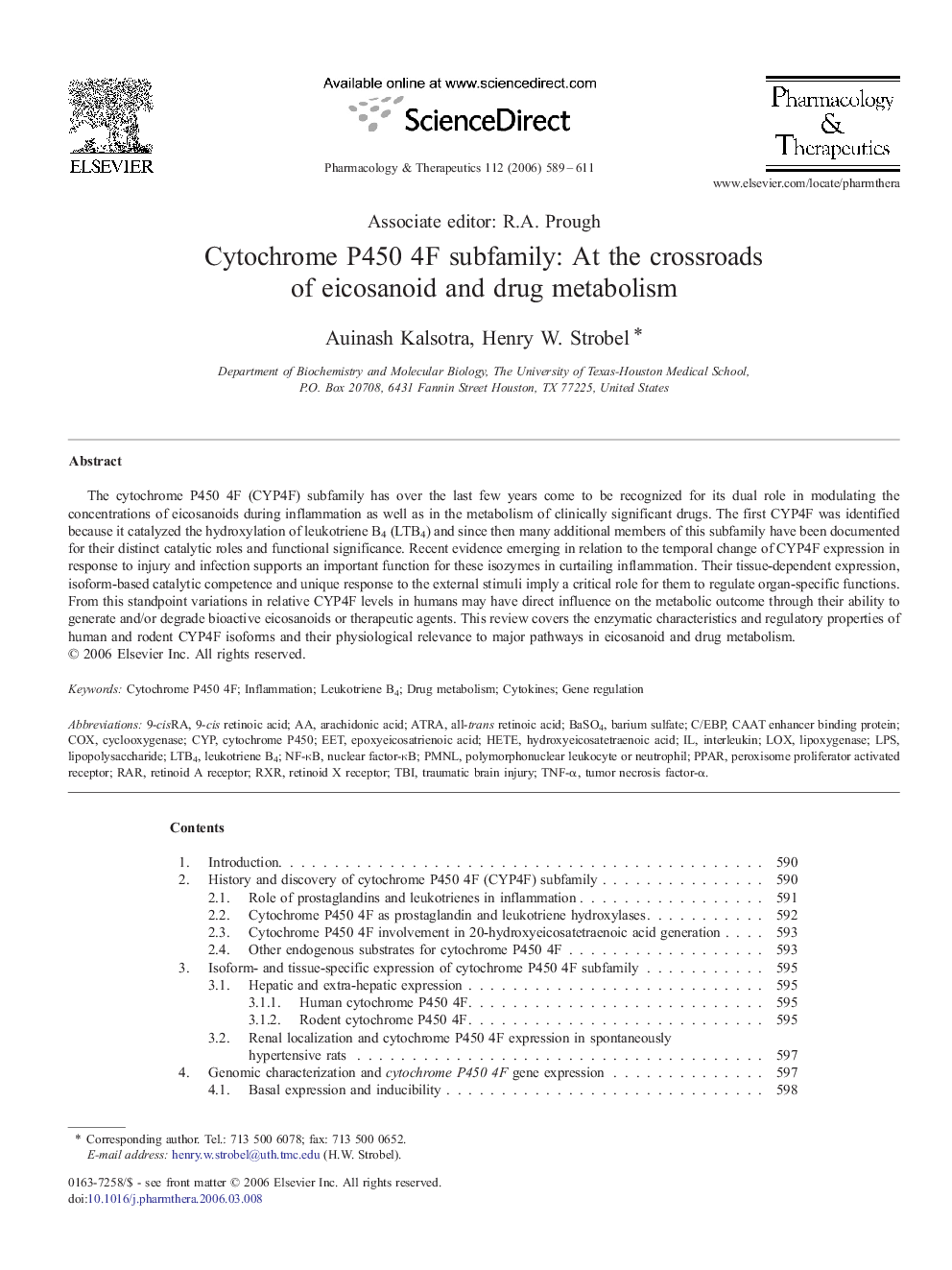 Cytochrome P450 4F subfamily: At the crossroads of eicosanoid and drug metabolism