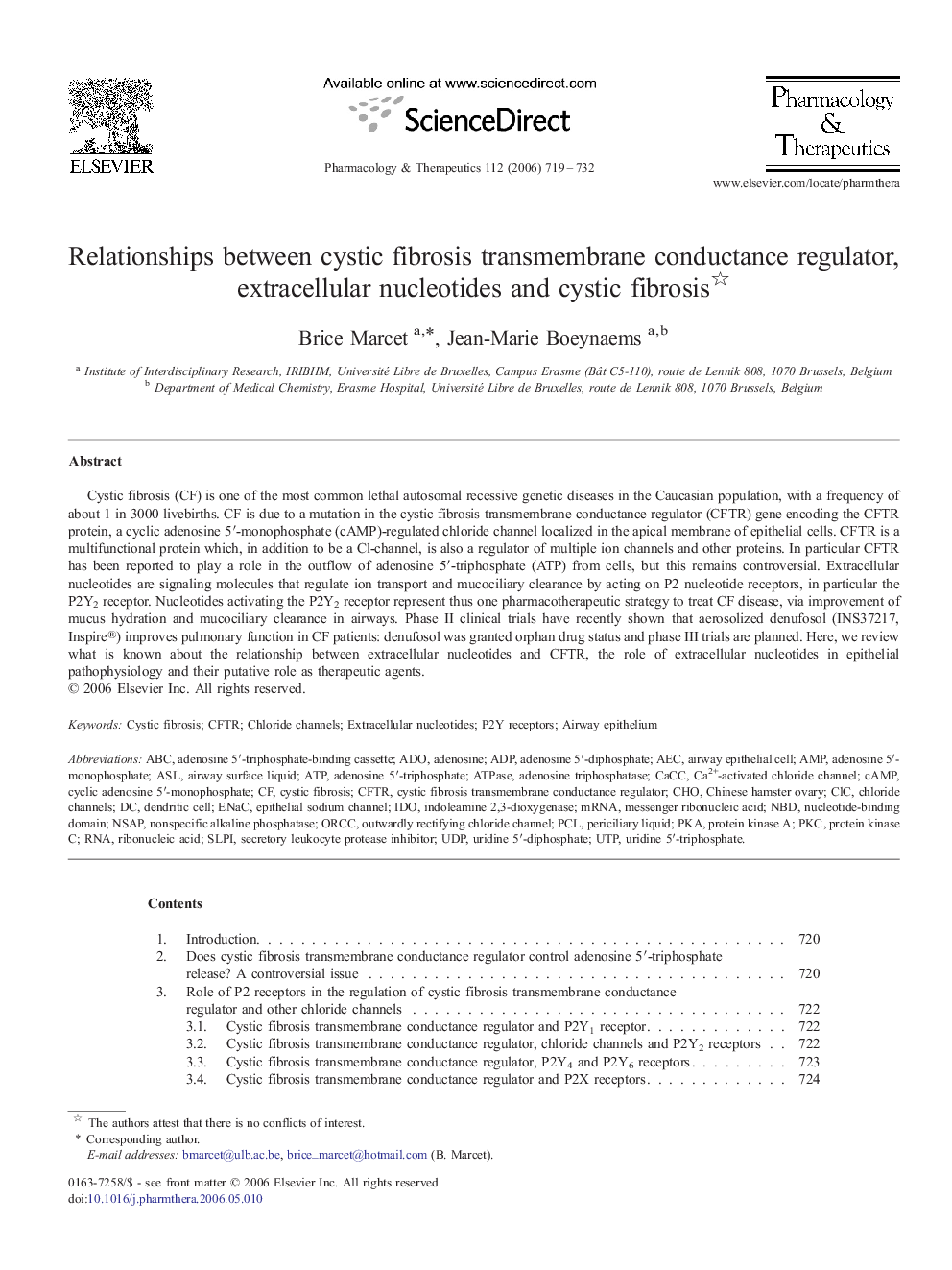 Relationships between cystic fibrosis transmembrane conductance regulator, extracellular nucleotides and cystic fibrosis 