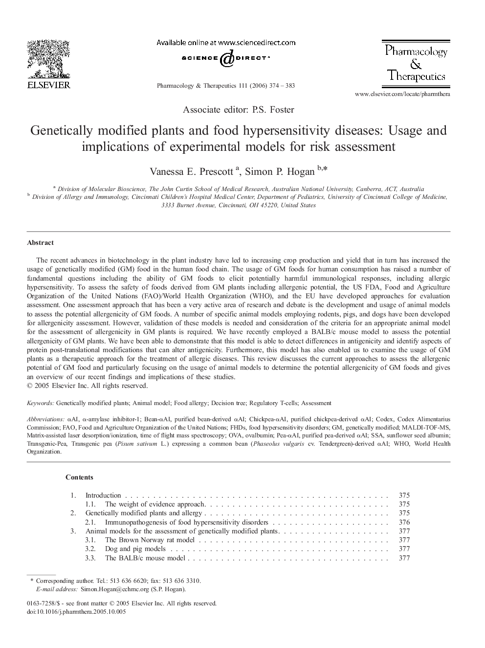 Genetically modified plants and food hypersensitivity diseases: Usage and implications of experimental models for risk assessment