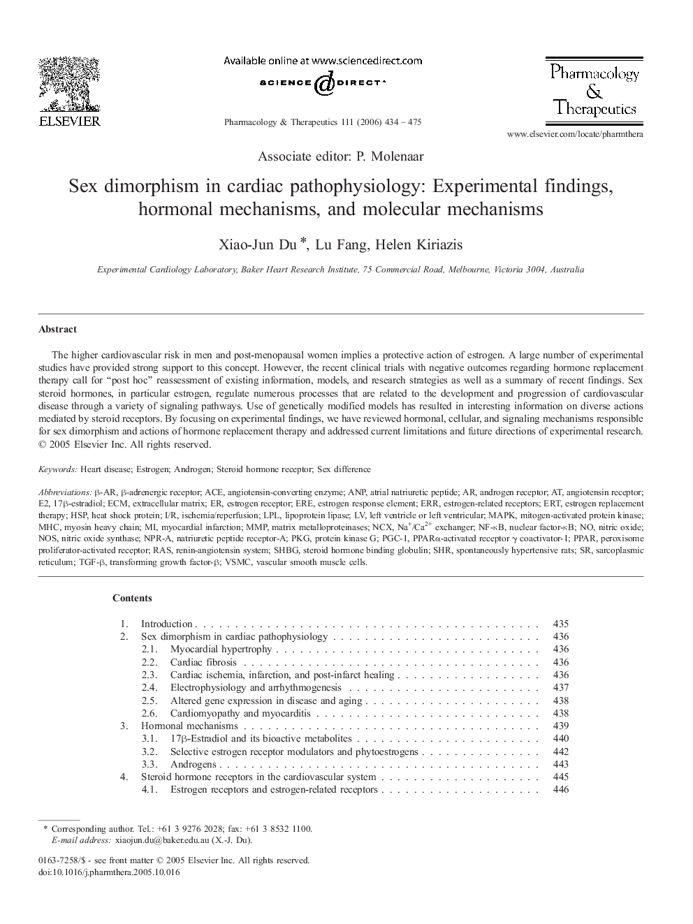 Sex dimorphism in cardiac pathophysiology: Experimental findings, hormonal mechanisms, and molecular mechanisms