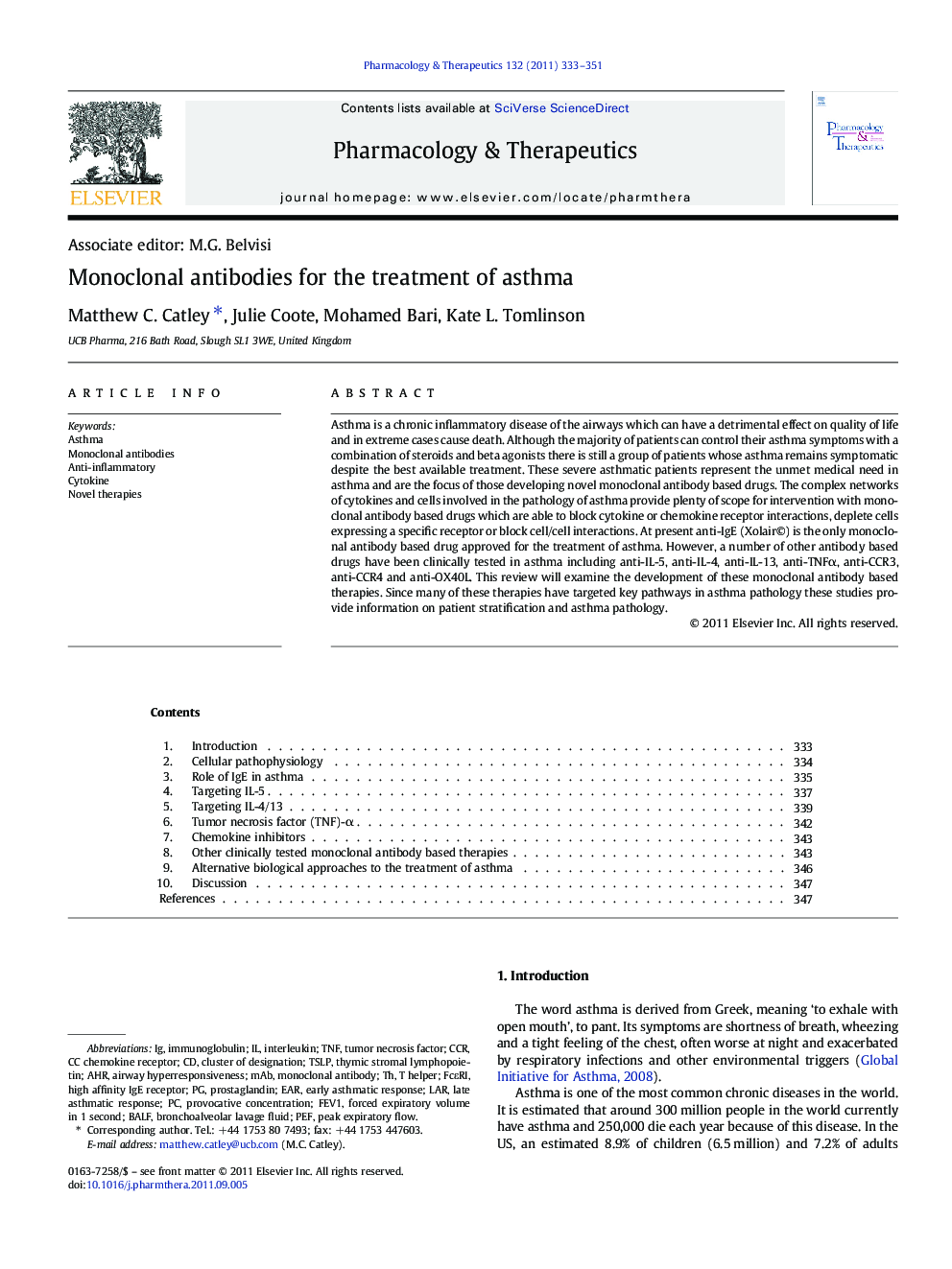 Monoclonal antibodies for the treatment of asthma