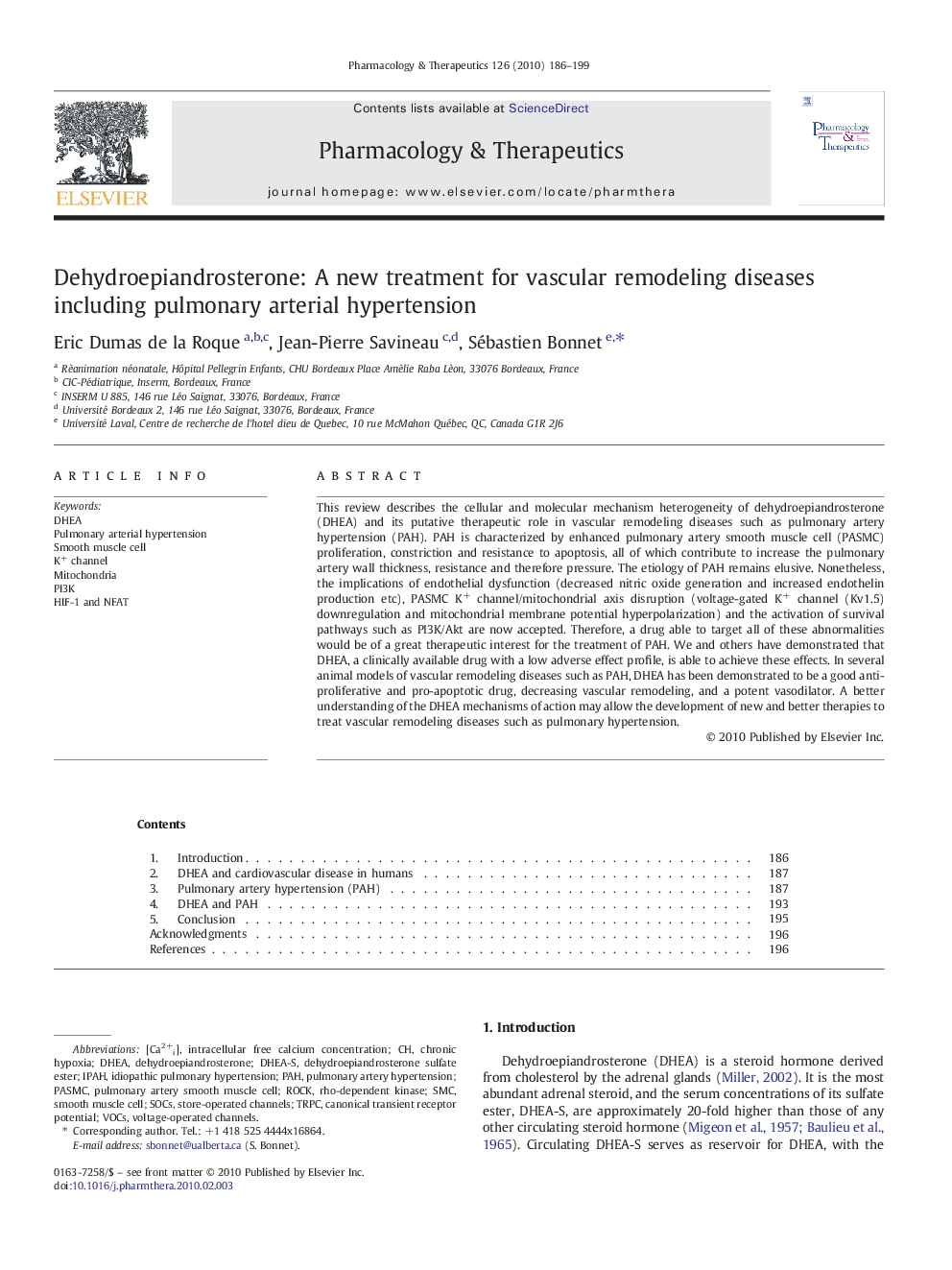 Dehydroepiandrosterone: A new treatment for vascular remodeling diseases including pulmonary arterial hypertension