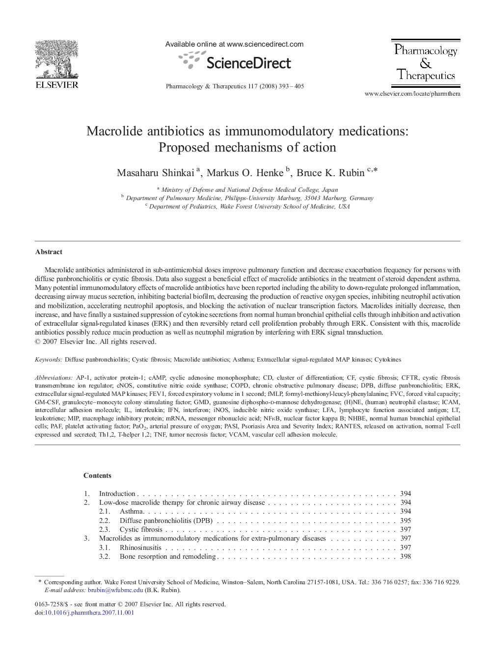 Macrolide antibiotics as immunomodulatory medications: Proposed mechanisms of action