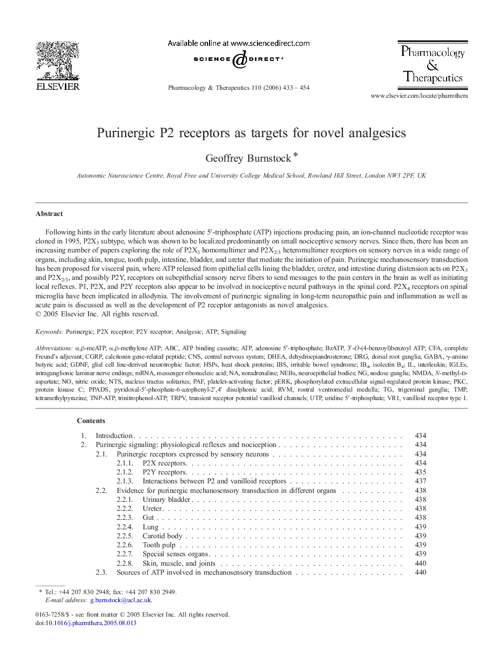 Purinergic P2 receptors as targets for novel analgesics