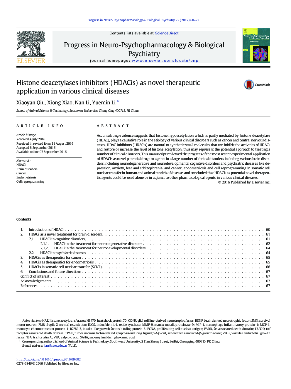 Histone deacetylases inhibitors (HDACis) as novel therapeutic application in various clinical diseases