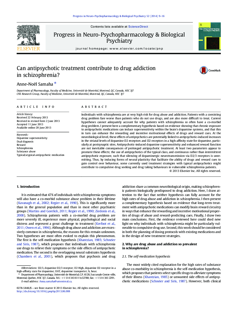 Can antipsychotic treatment contribute to drug addiction in schizophrenia?