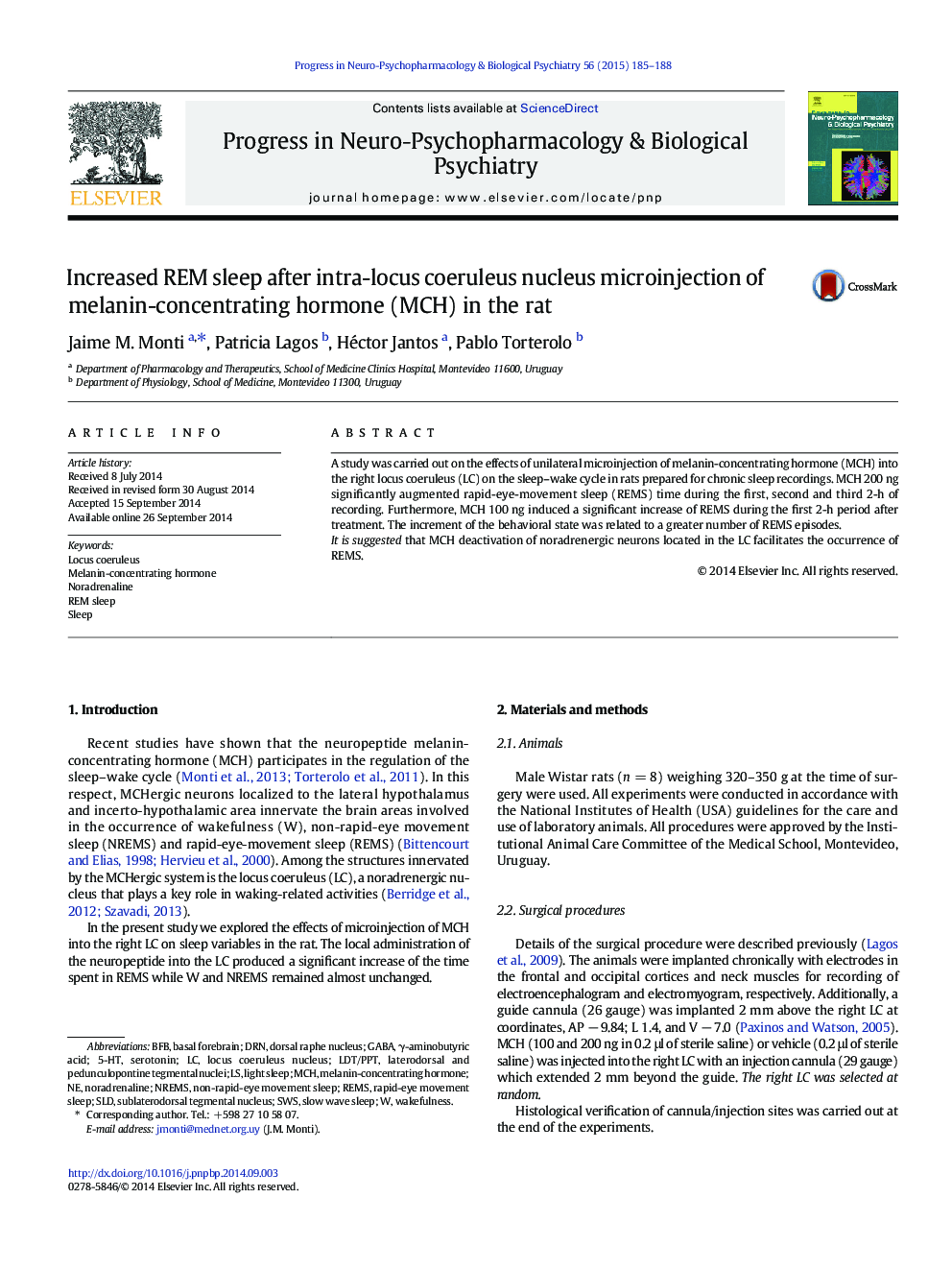 Increased REM sleep after intra-locus coeruleus nucleus microinjection of melanin-concentrating hormone (MCH) in the rat