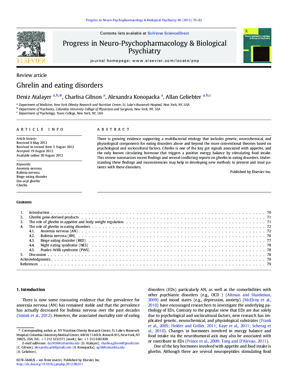 Ghrelin and eating disorders