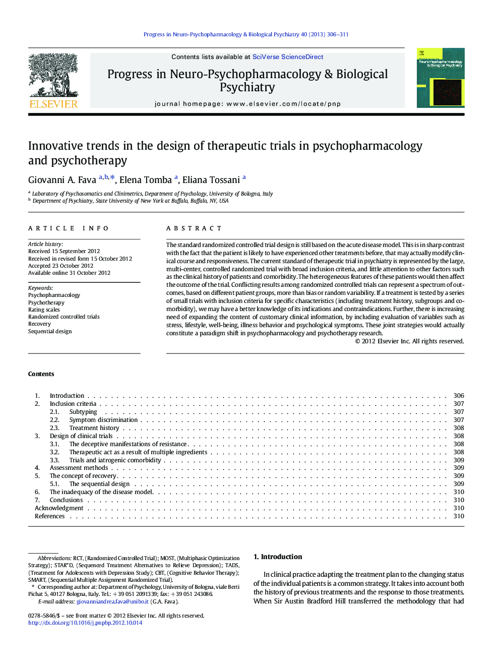 Innovative trends in the design of therapeutic trials in psychopharmacology and psychotherapy