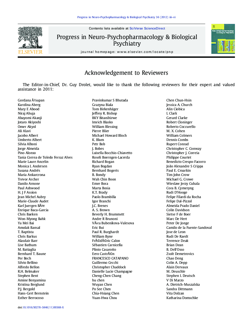 Reviewer Acknowledgement