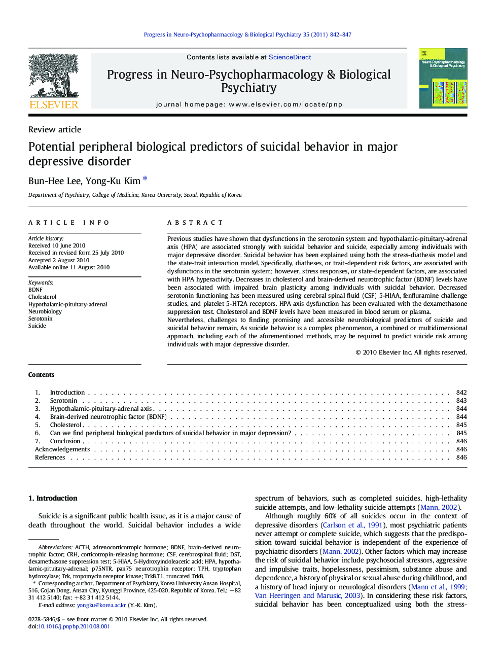 Potential peripheral biological predictors of suicidal behavior in major depressive disorder