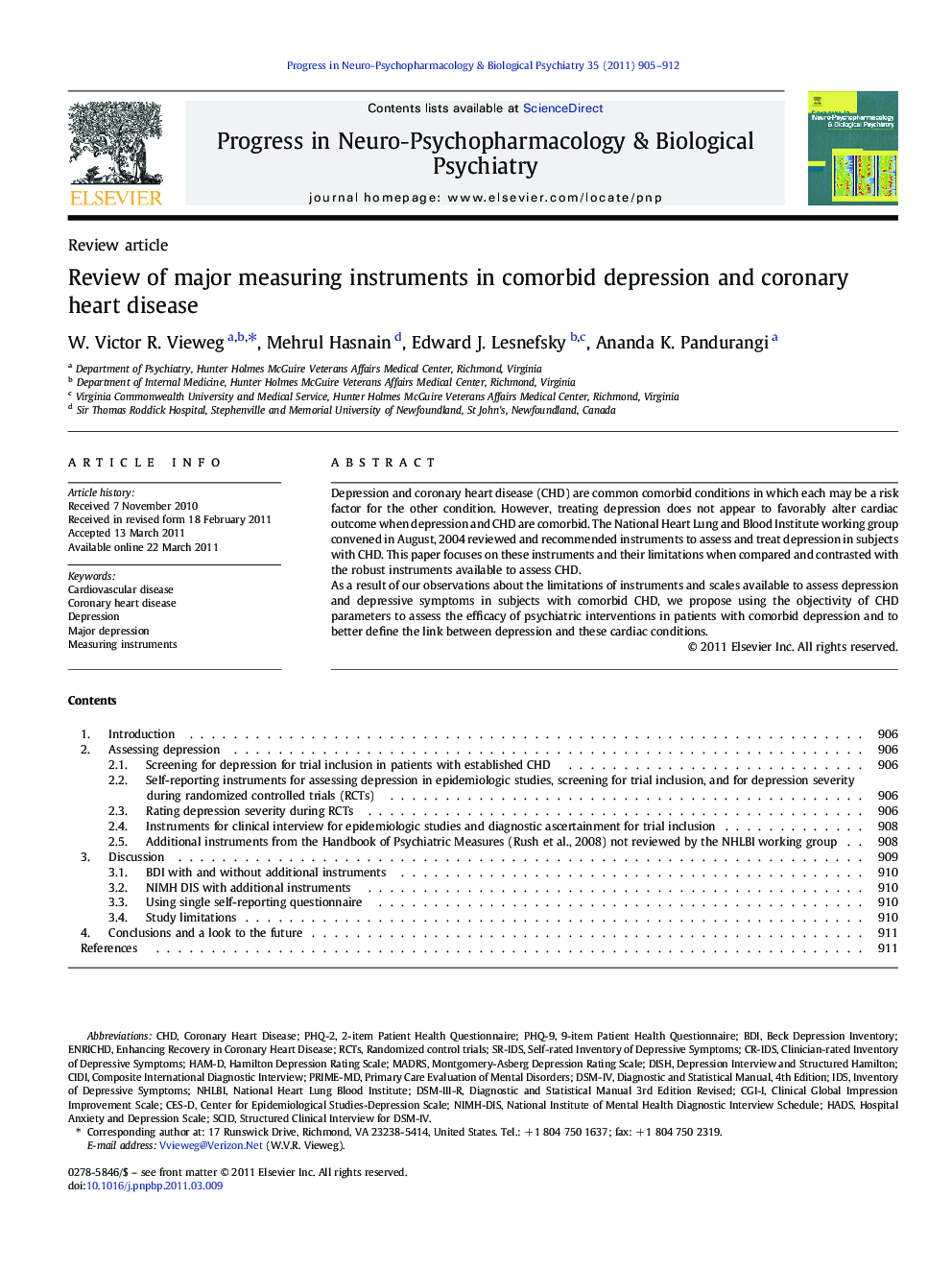 Review of major measuring instruments in comorbid depression and coronary heart disease