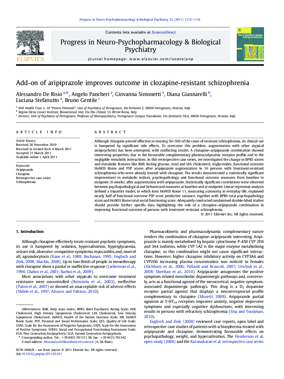 Add-on of aripiprazole improves outcome in clozapine-resistant schizophrenia