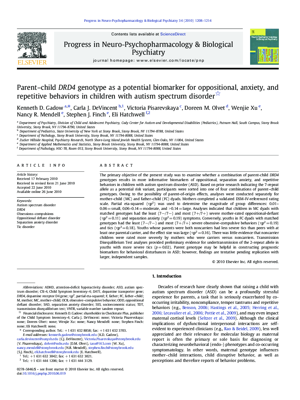 Parent–child DRD4 genotype as a potential biomarker for oppositional, anxiety, and repetitive behaviors in children with autism spectrum disorder 