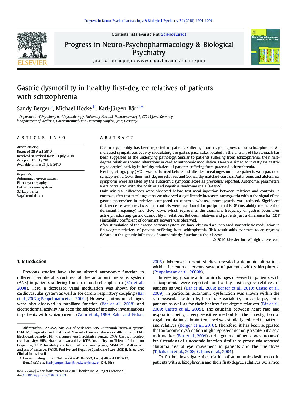 Gastric dysmotility in healthy first-degree relatives of patients with schizophrenia