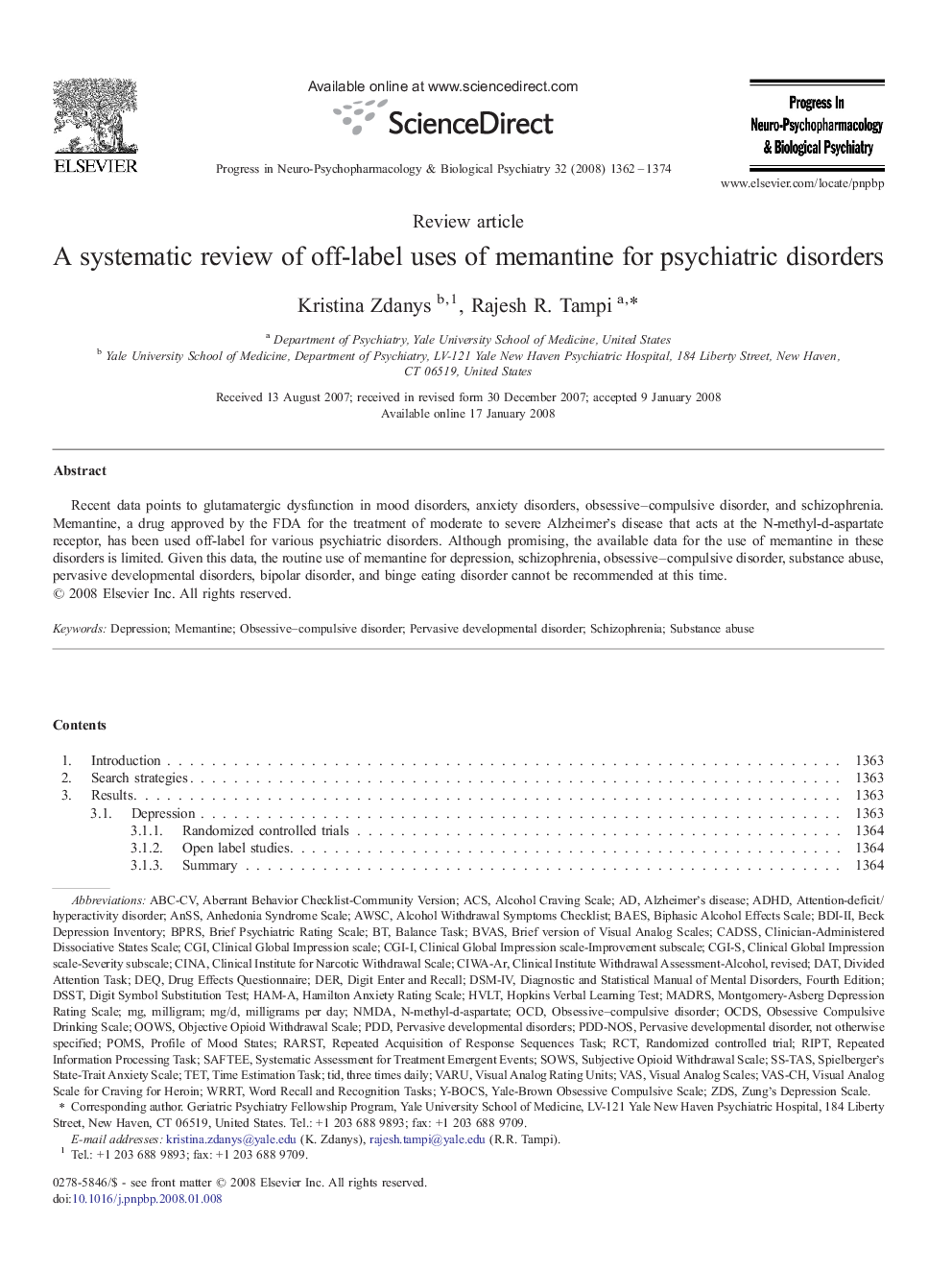 A systematic review of off-label uses of memantine for psychiatric disorders