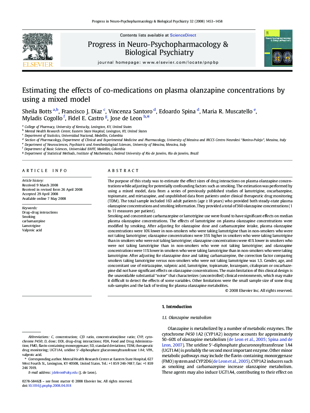 Estimating the effects of co-medications on plasma olanzapine concentrations by using a mixed model