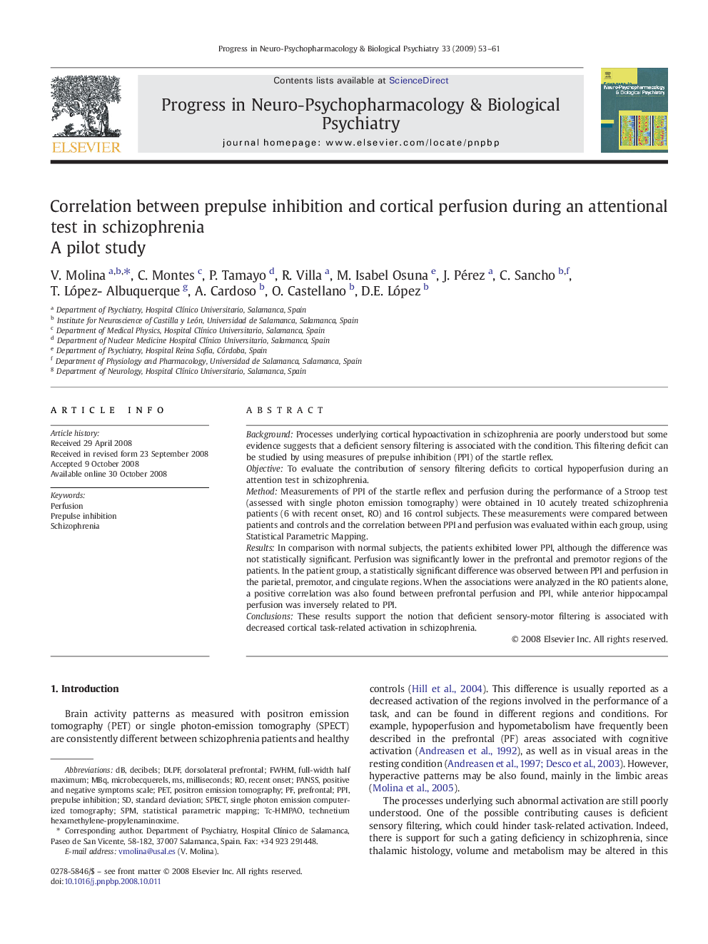 Correlation between prepulse inhibition and cortical perfusion during an attentional test in schizophrenia: A pilot study