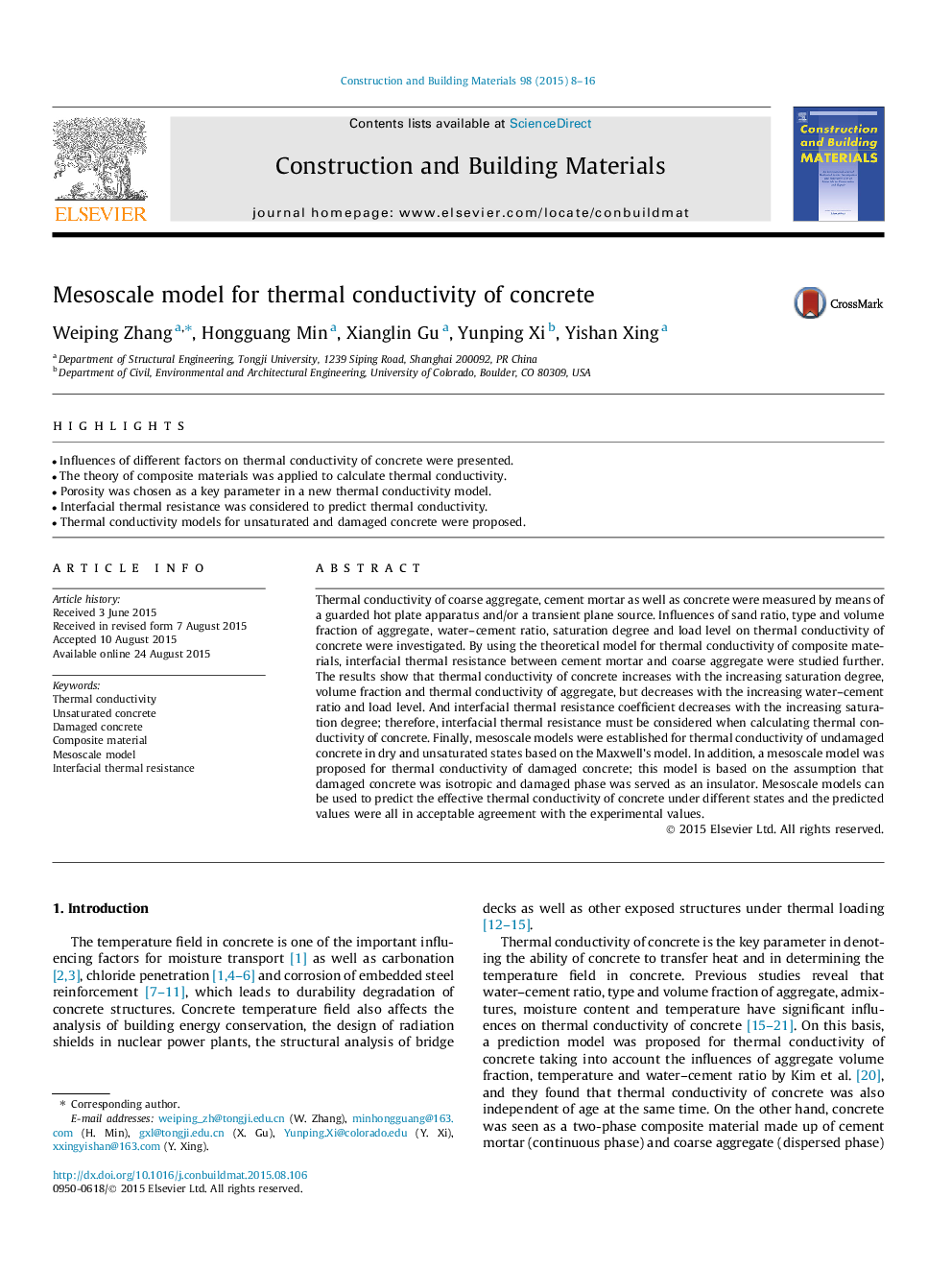 Mesoscale model for thermal conductivity of concrete