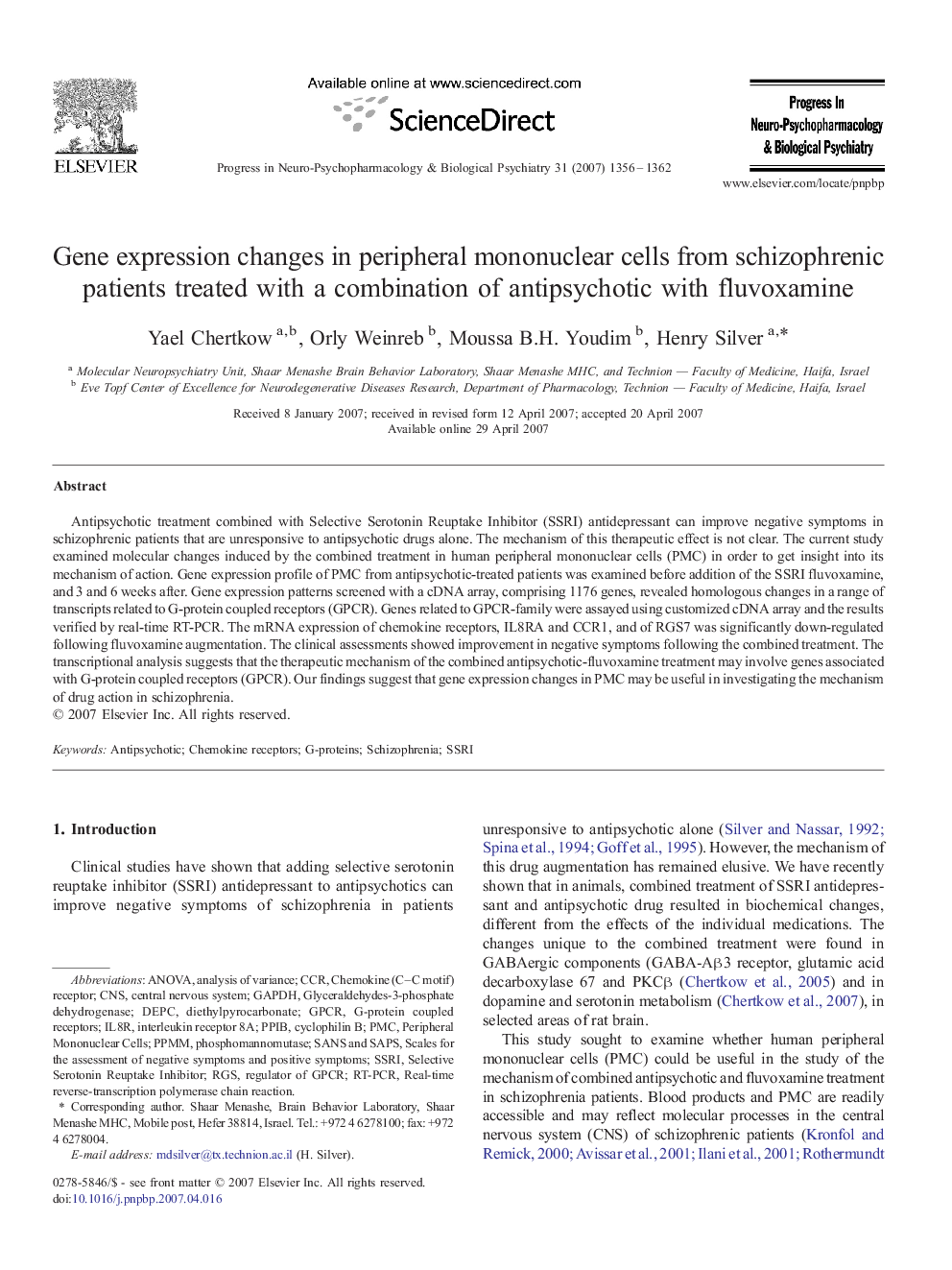 Gene expression changes in peripheral mononuclear cells from schizophrenic patients treated with a combination of antipsychotic with fluvoxamine