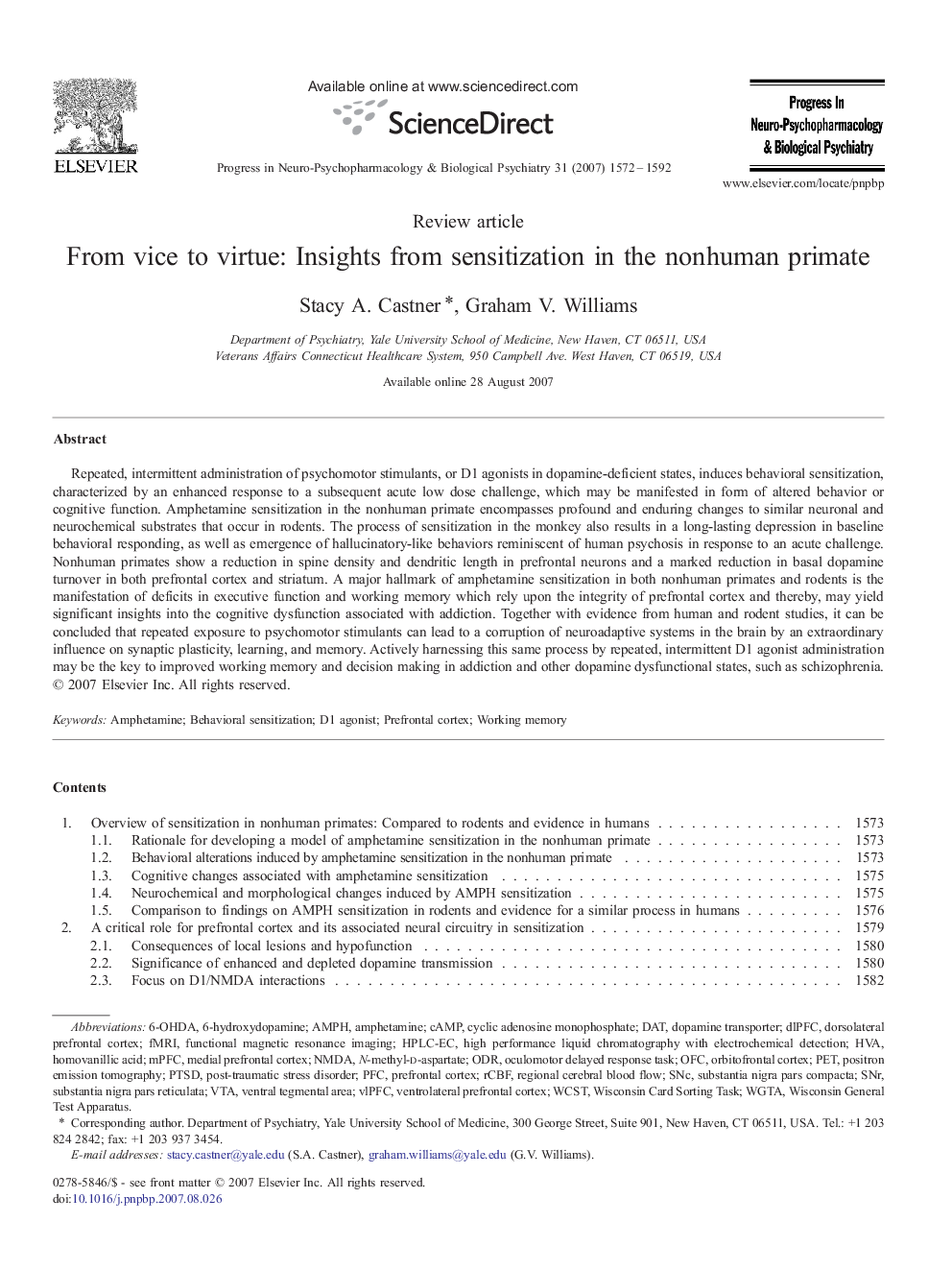 From vice to virtue: Insights from sensitization in the nonhuman primate