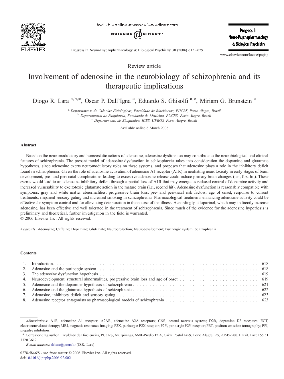 عکس صفحه اول مقاله: Involvement of adenosine in the neurobiology of schizophrenia and its therapeutic implications Involvement of adenosine in the neurobiology of schizophrenia and its therapeutic implications