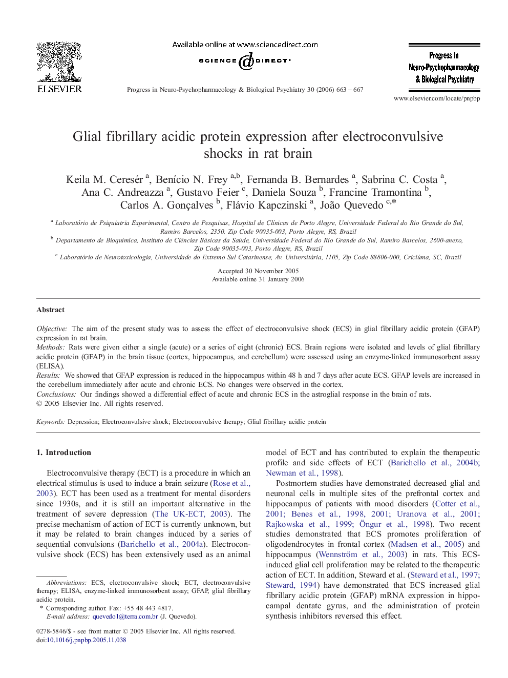 عکس صفحه اول مقاله: Glial fibrillary acidic protein expression after electroconvulsive shocks in rat brain Glial fibrillary acidic protein expression after electroconvulsive shocks in rat brain