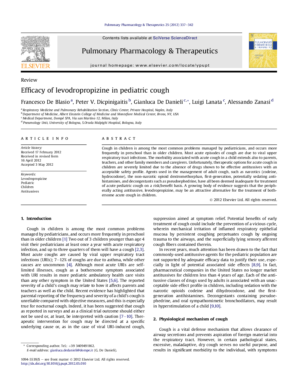 Efficacy of levodropropizine in pediatric cough