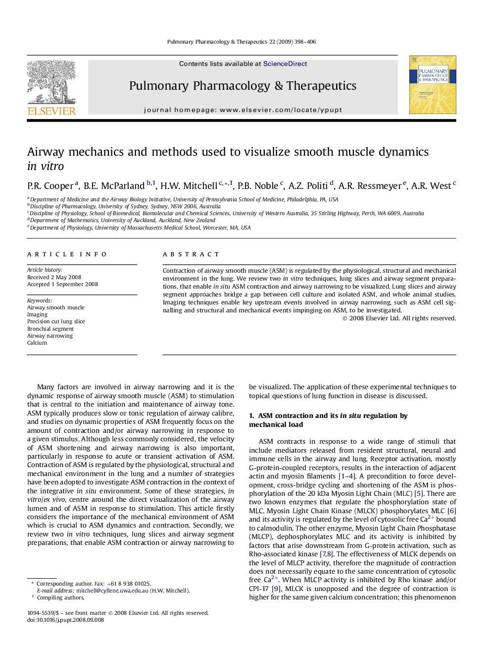 Airway mechanics and methods used to visualize smooth muscle dynamics in vitro