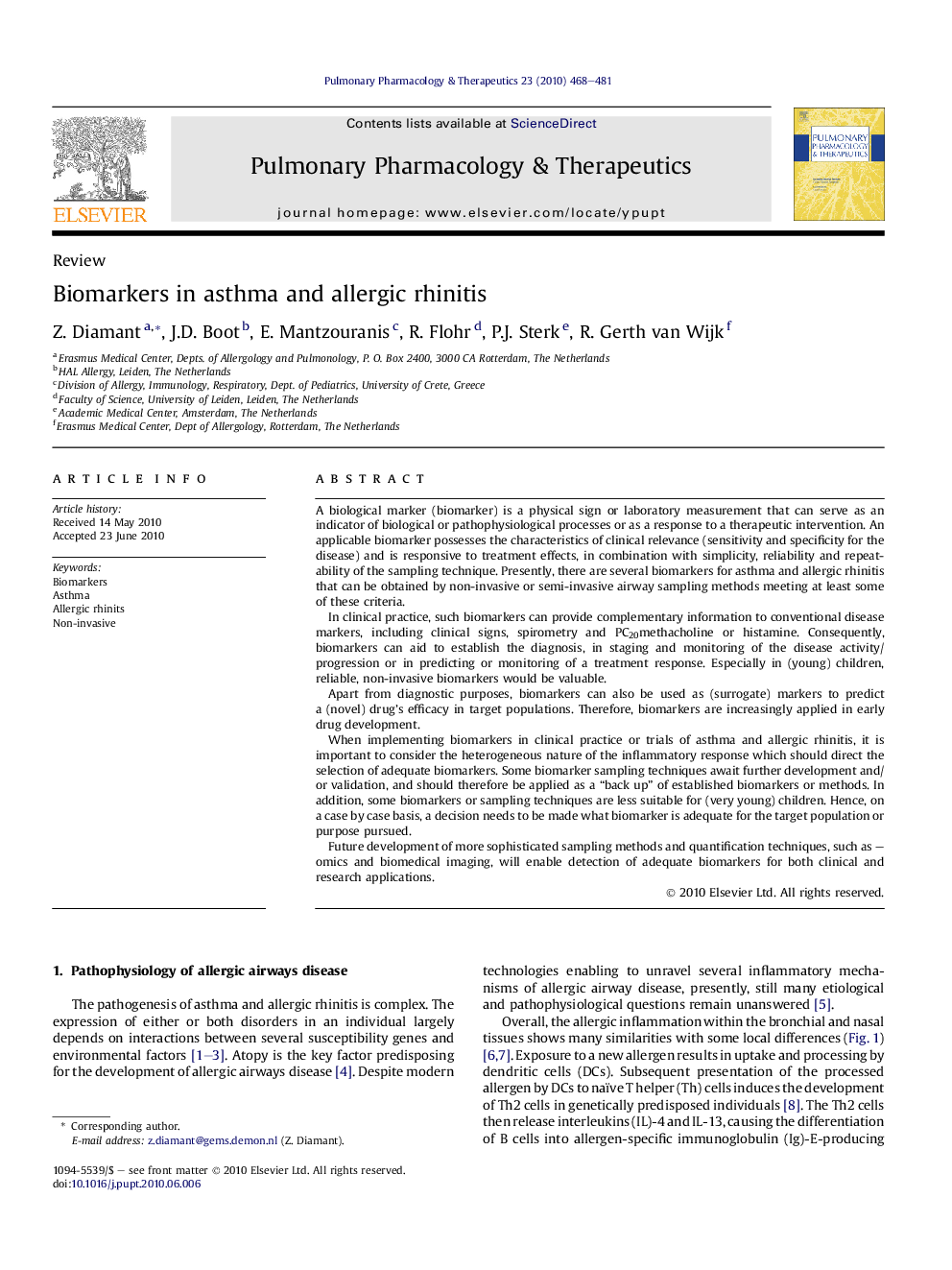 Biomarkers in asthma and allergic rhinitis