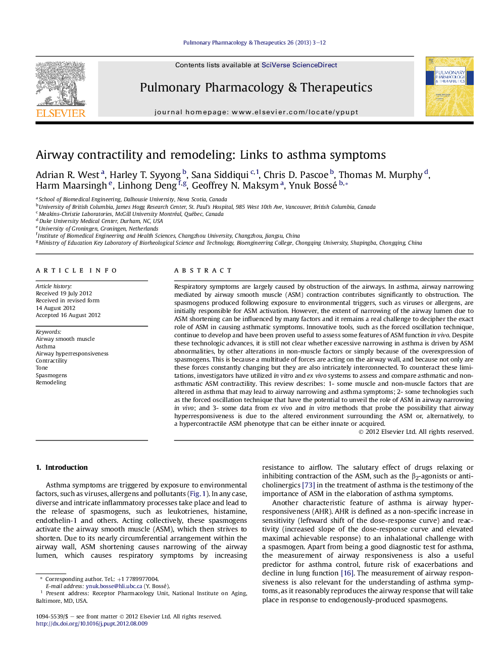 Airway contractility and remodeling: Links to asthma symptoms