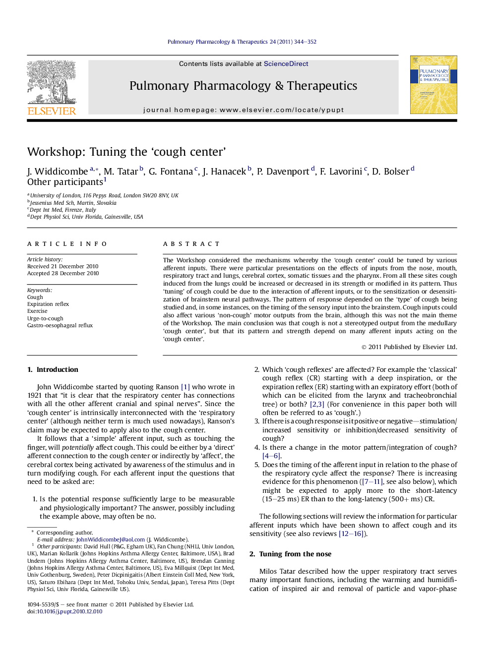 Workshop: Tuning the ‘cough center’