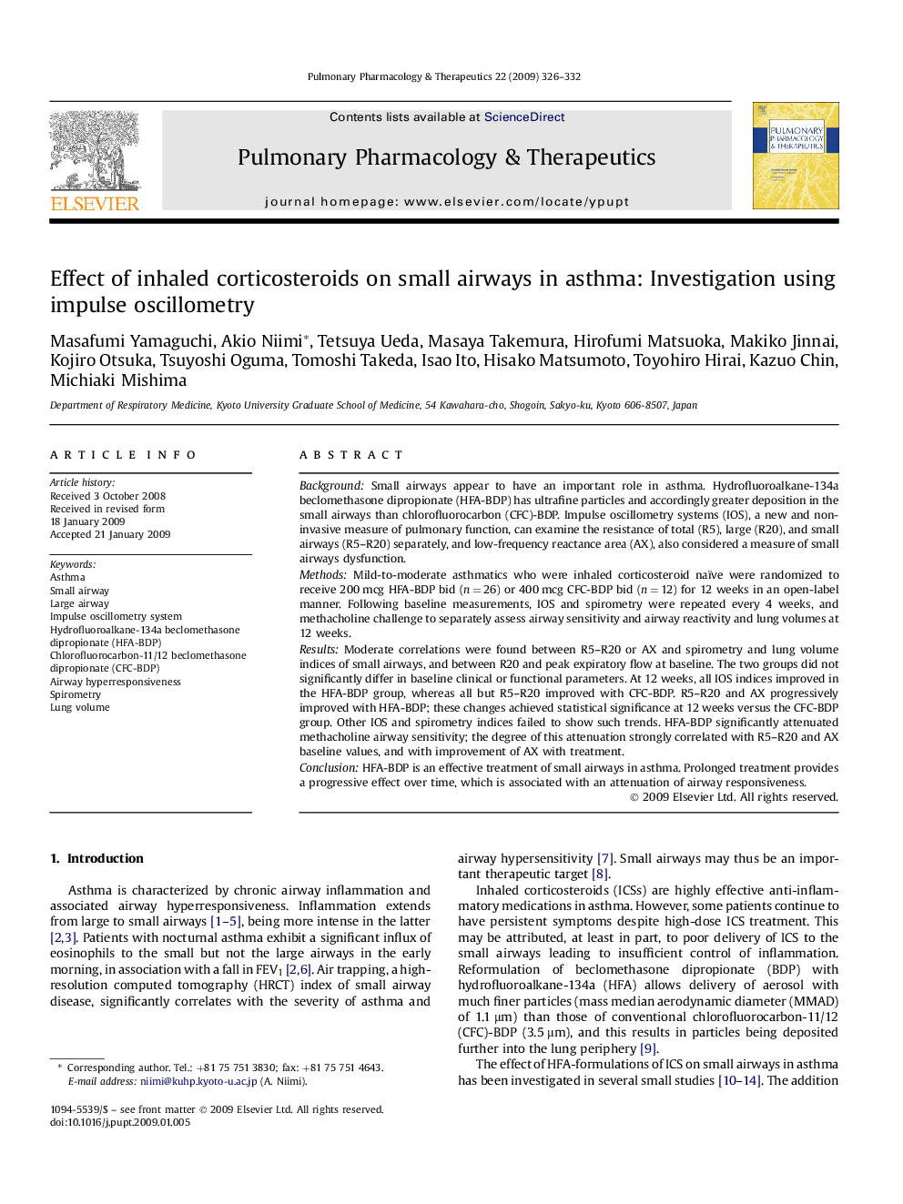 Effect of inhaled corticosteroids on small airways in asthma: Investigation using impulse oscillometry