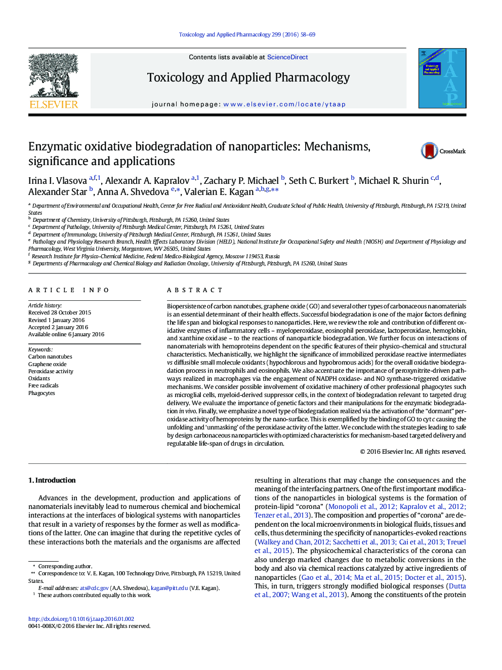 Enzymatic oxidative biodegradation of nanoparticles: Mechanisms, significance and applications