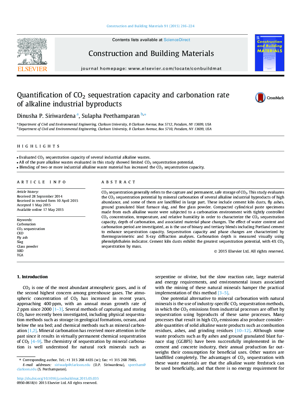 Quantification of CO2 sequestration capacity and carbonation rate of alkaline industrial byproducts