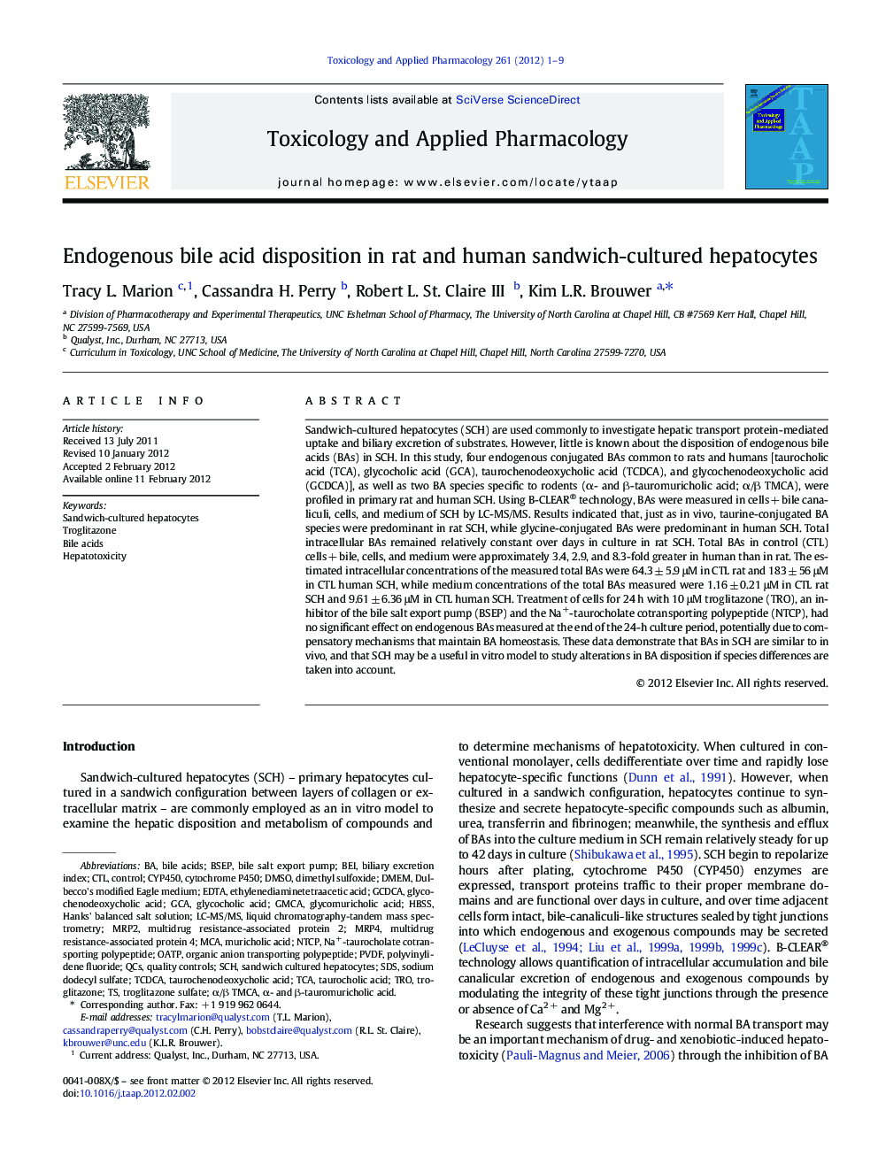 Endogenous bile acid disposition in rat and human sandwich-cultured hepatocytes