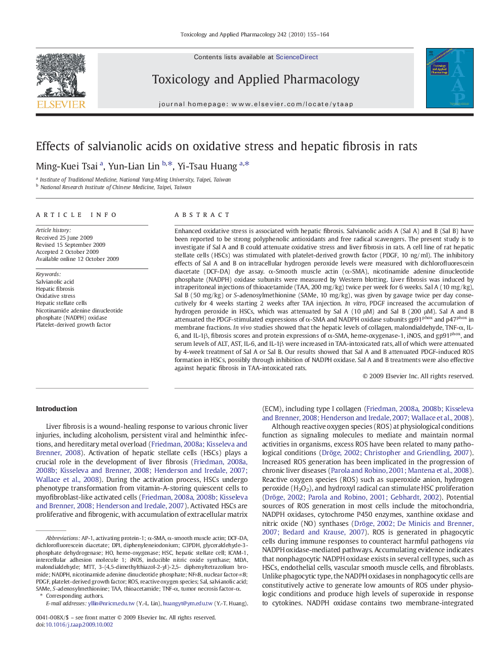 Effects of salvianolic acids on oxidative stress and hepatic fibrosis in rats