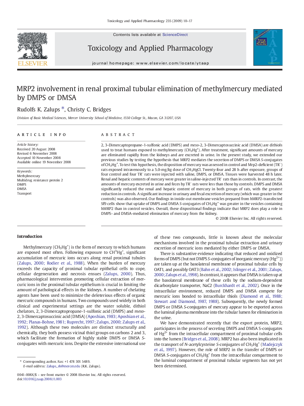 MRP2 involvement in renal proximal tubular elimination of methylmercury mediated by DMPS or DMSA