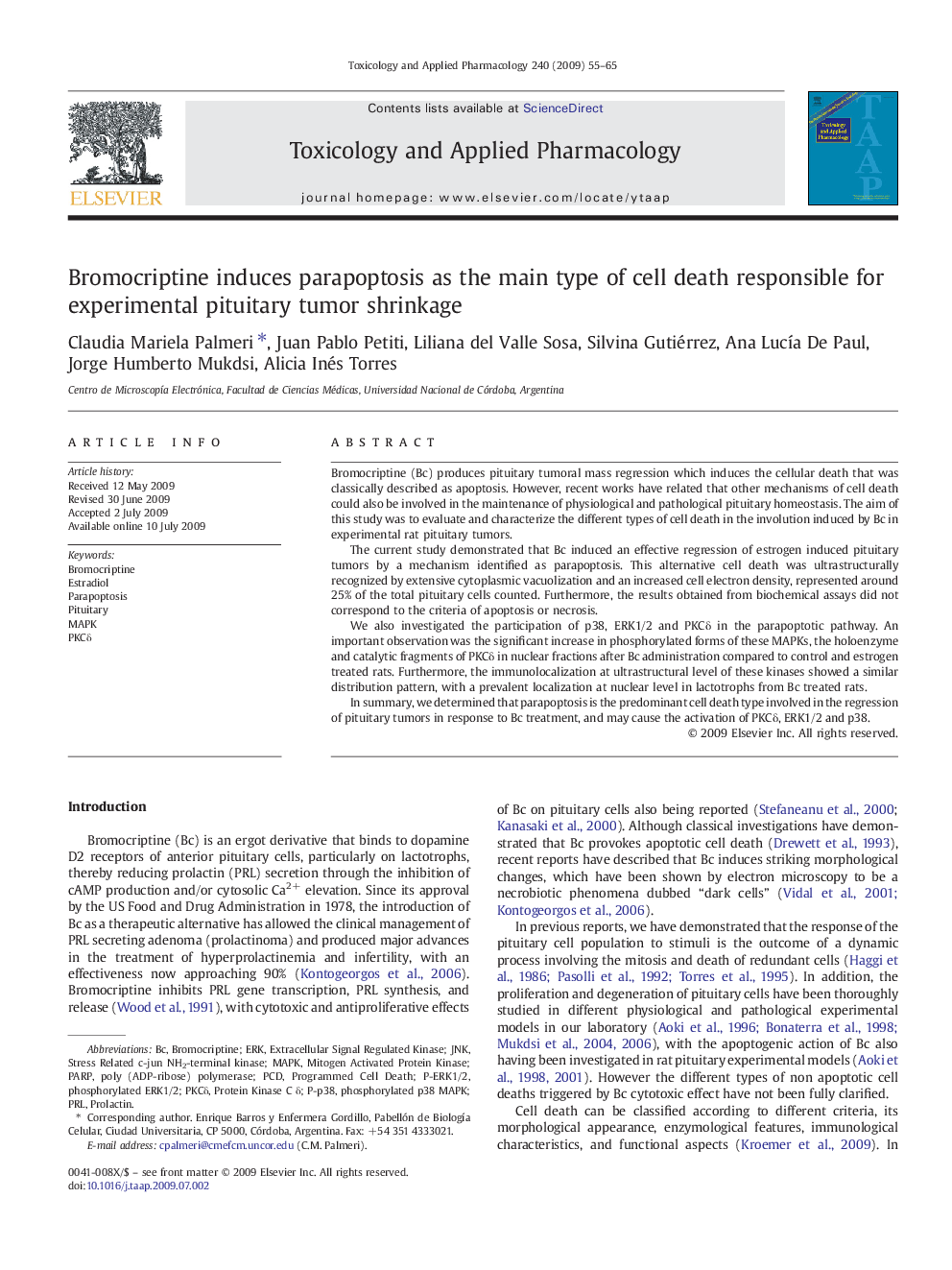 Bromocriptine induces parapoptosis as the main type of cell death responsible for experimental pituitary tumor shrinkage