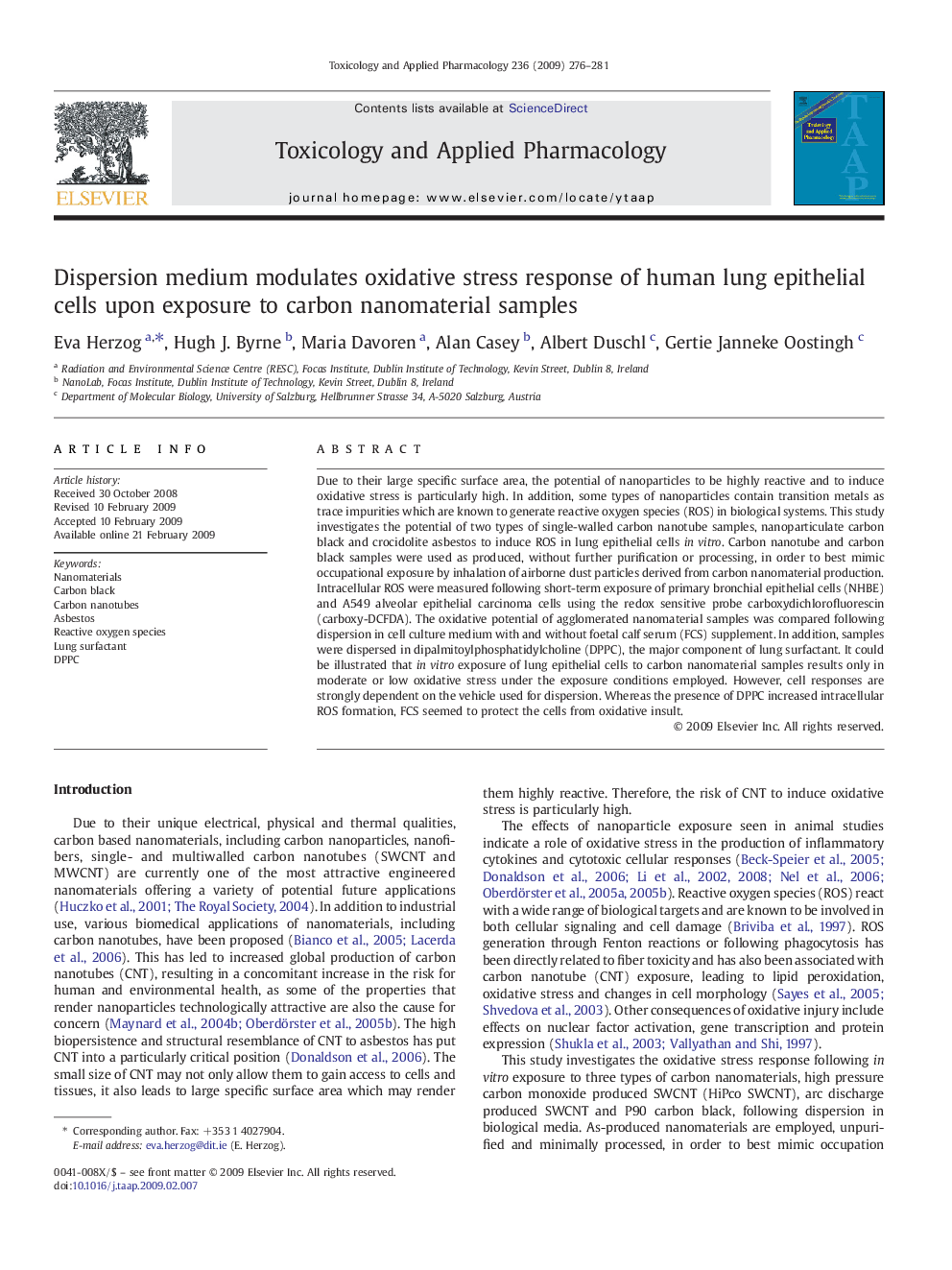 Dispersion medium modulates oxidative stress response of human lung epithelial cells upon exposure to carbon nanomaterial samples