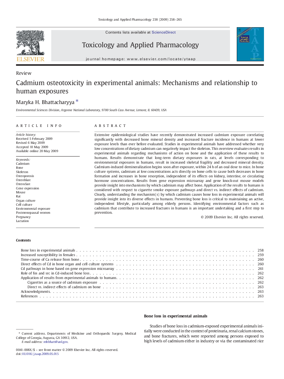 Cadmium osteotoxicity in experimental animals: Mechanisms and relationship to human exposures