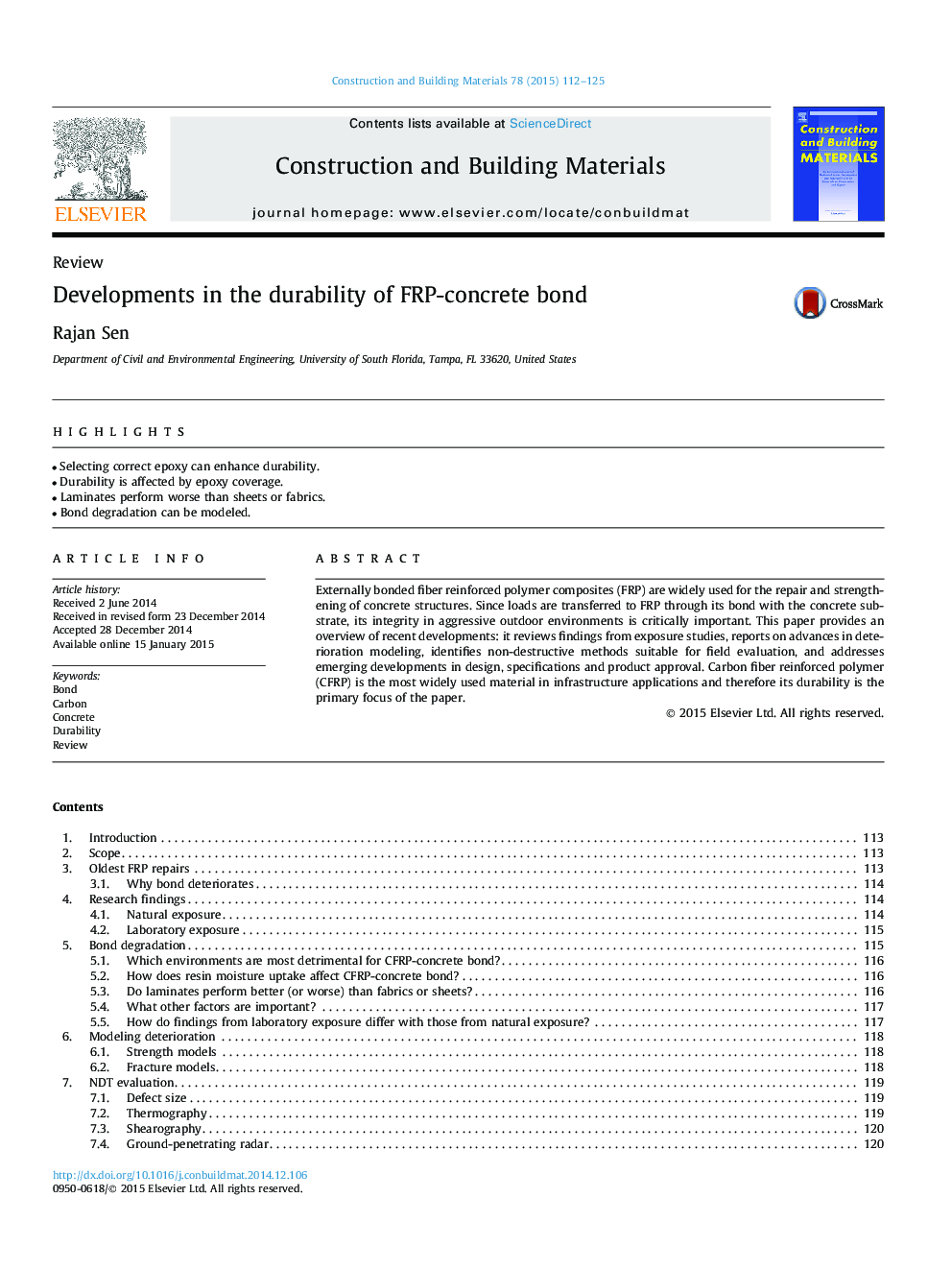 Developments in the durability of FRP-concrete bond