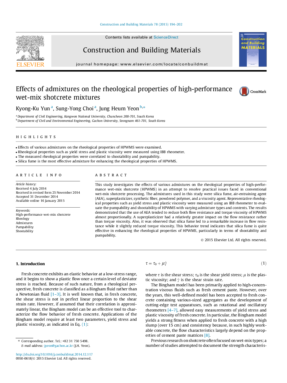 Effects of admixtures on the rheological properties of high-performance wet-mix shotcrete mixtures