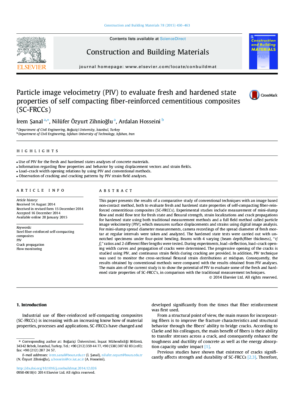 Particle image velocimetry (PIV) to evaluate fresh and hardened state properties of self compacting fiber-reinforced cementitious composites (SC-FRCCs)