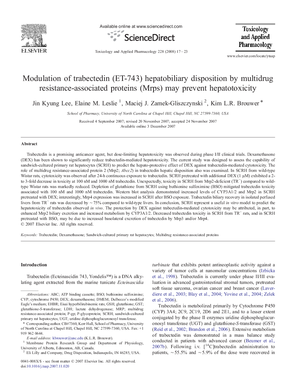 Modulation of trabectedin (ET-743) hepatobiliary disposition by multidrug resistance-associated proteins (Mrps) may prevent hepatotoxicity